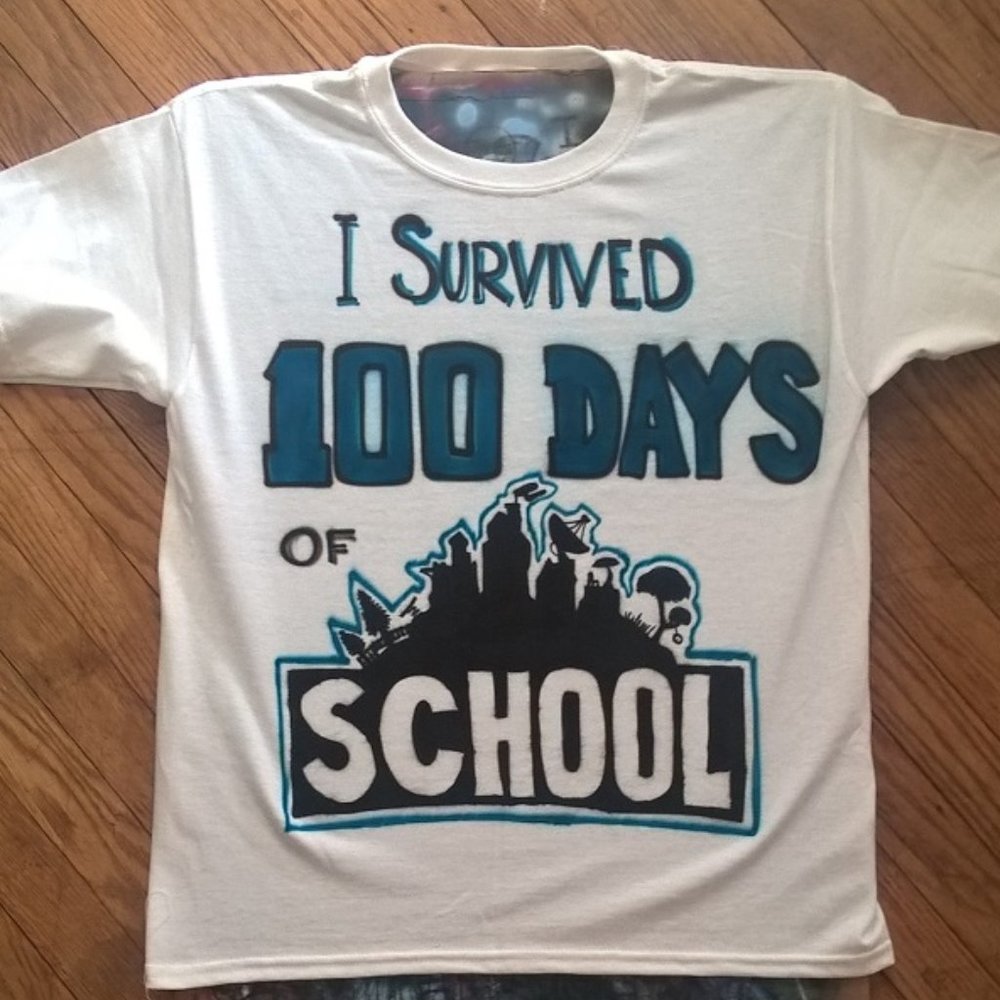 new airbrush 100th day of school fortnite tshirt
